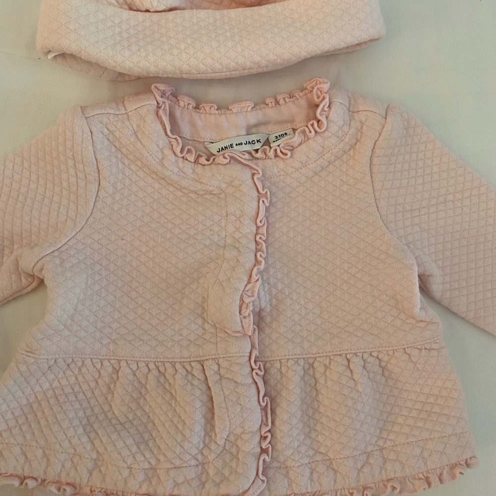 Janie and Jack peplum sweater, pants and hat